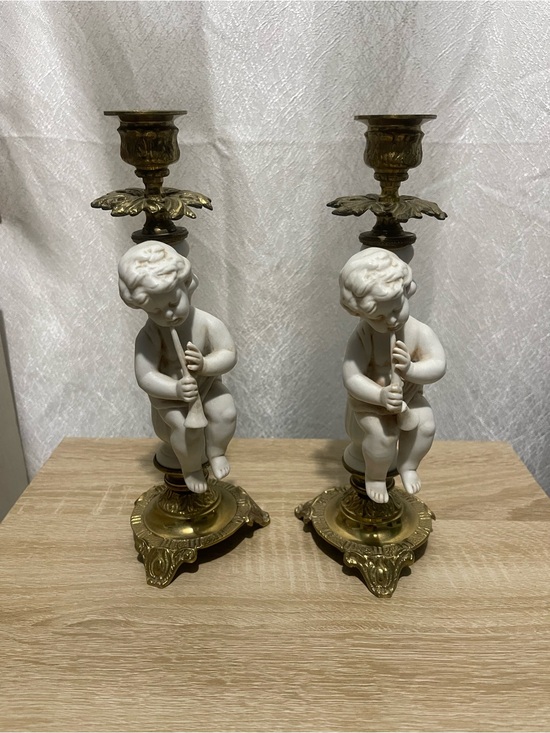 Other - White Porcelain Angel Cherub Candle Holders - Pair